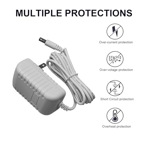 12V Charger Replacement for Spectra Breast Pump Power Supply Cord Compatible with Spectra S1 S2 Plus SPS100 SPS200 S3 Pro SG Synergy Gold Charging Cable, 6.6FT, White