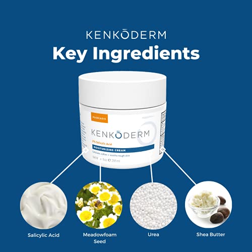 Kenkoderm Psoriasis Total Body & Scalp Bundle for Hair & Skin Care, Moisturizing Cream, 10 oz, Dead Sea Mud Soap & Mineral Salt Soap, 4.25 oz, Salicylic Acid Shampoo, 4 oz & Conditioner 8 oz