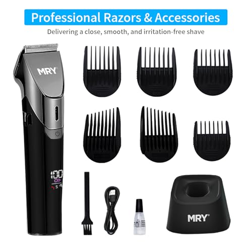 DUN Ceramic Cutter Cordless Hair Clippers for Men & Women, Professional Home-Use Hair Trimmer with LCD Display, Waterproof USB-Rechargeable Barber Clippers & Mens Clippers, (Gray/Black)