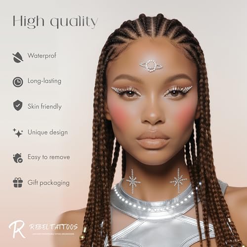Rave Face and Face Stickers with Rhinestones for Face Body and Hairs (Transparent Space)