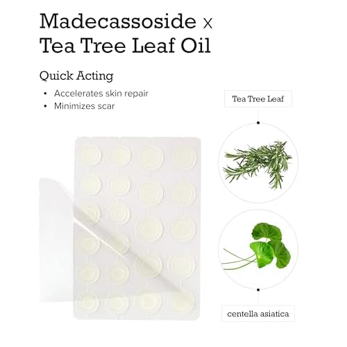 Zit Patches for Face - Invisible Spot Clear Pimple Patches - Fast Acting Thin Hydrocolloid Acne Dots Breakouts Treatment - Stickers Blemish Cover for Makeup Tea Tree, CICA, Madecassoside Waterproof