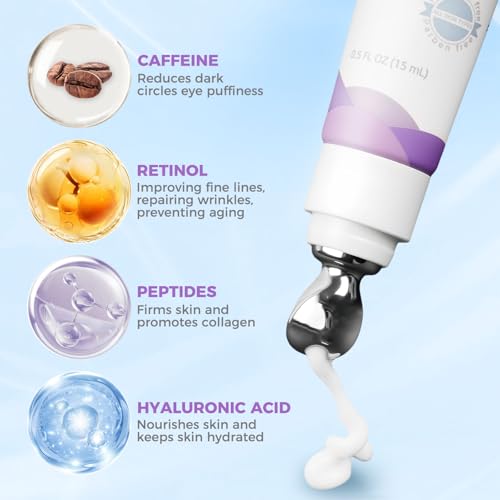 Eye Cream for Dark Circles & Puffiness ? Revitalizing Formula with Retinol, Hyaluronic Acid, Caffeine, Peptides & Plant Extracts to Smooth Fine Lines