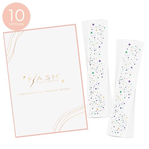 MARDI GRAS FACE FRECKLES set of 10 premium festival waterproof temporary metallic silver purple green foil face Flash Tattoos | silver freckles, metallic tattoo, face flash, face shimmer, freckles