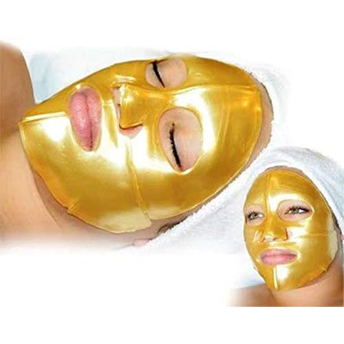 AICHUN BEAUTY 5PCS 24K Gold Gel Collagen Crystal Facial Masks Sheet Patch For Anti Aging Puffiness Anti Wrinkle Moisturizing Deep Tissue Rejuvenation and Hydrates Skin