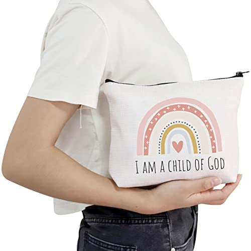 POFULL Christian Salvation Quote Gift Goddaughter Gifts for Women I am A Child OF God Cosmetic Bags Baptism Gift (I AM A CHILD OF GOD bag)