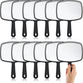 Geetery 12 Pcs Hand Held Mirrors with Handles Hand Makeup Mirrors Bulk Wall Mount for Women Cosmetic Bathroom Home Barber Salon Travel Portable Beauty School Gift, 6.69 x 9.45 Inch (Black)