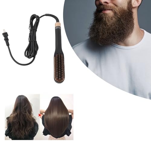 Beard Straightener, Heated Hair Straightening Brush with with 3 Adjustable Temps, Electric Beard Straightening Comb, Beard Comb, Multifunctional Beard Straightener Brush Unique Gifts for Men Women