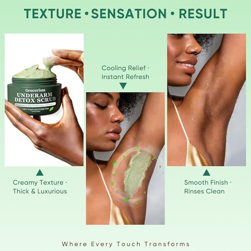 Armpit Detox Scrub & Underarm Exfoliator - Walnut Shell, Menthol & Aloe Vera Body Scrub for Odor, Deodorant Buildup, and Dark Spots - Moisturizing Formula for Sensitive Skin, Vegan 8.8 oz