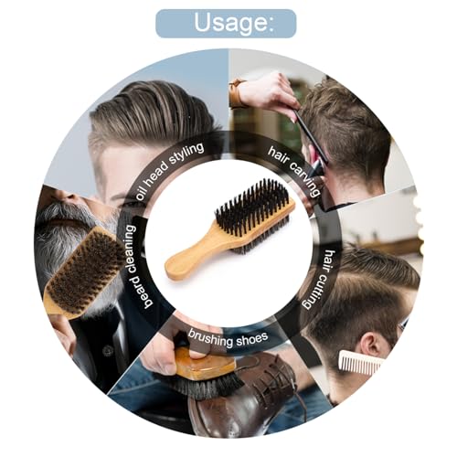 Wooden Beard Brush, Moustache Brush, Double Sided Beard Brush, Professional Beard Brush Shaving Brushes Shaving Accessories