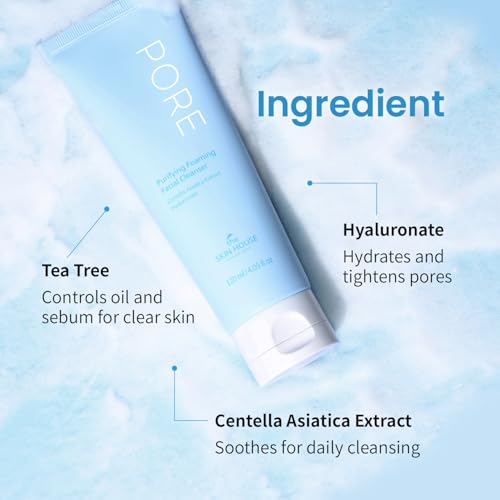 The Skin House Pore Purifying Foaming Facial Cleanser ? Gentle Daily Cleanser with Tea Tree, Herbal Extracts | Deep Cleanse & Pore Care,Korean skincare | 120ml / 4.05 fl.oz