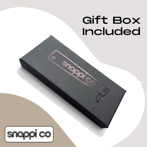 Snappi Co¢ç Metal Folding Beard Comb | 304 Stainless Steel Pocket Comb for Men for Beard Grooming, Hair Styling & Moustache Care | Compact Flip Comb, Portable Mens EDC Accessories | Includes Gift Box