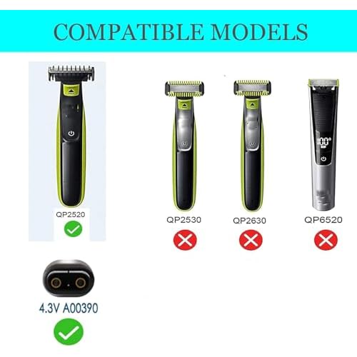 4.3V One Blade Charger Compatible with Series QP2520, QP2520 / 90, QP2520 / 70, QP2520 / 72 All-in-One Grooming Trimmer & Hybrid Electric Razor A00390 Power Cord Supply Charger