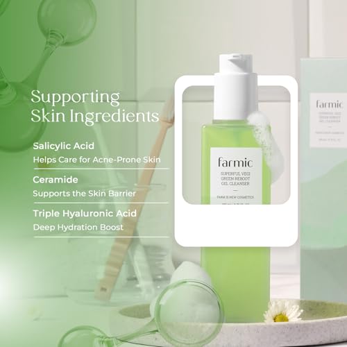 Vegi Green Reboot Gel Face Cleanser | Moisturizing & Hydrating Facial Cleanser | Gentle Daily Cleansing with Aloe & Rosemary to Soothe Refresh Skin (6.76fl.oz/200ml)