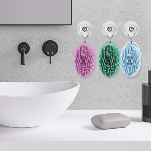 Soft Silicone Body Scrubber 6 PCS Silicone Body Shower, Silicone Loofah 2 in 4 Bath and Shampoo Brush, Body Scrubber Shower Cleaning Exfoliating Use for Sensitive Skin, Lather Well
