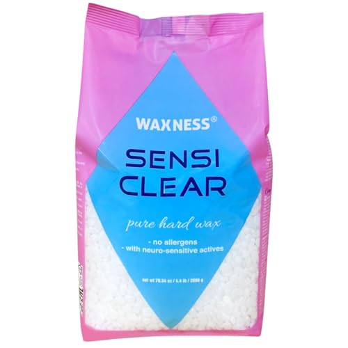 Waxness Sensi Clear Pure Hard Wax Beads 4.4 lb (2 kg) ? Rosin-Free Stripless Clear Hard Wax with Neuro-Active Comfort Complex for Face & Body ? Made in Italy