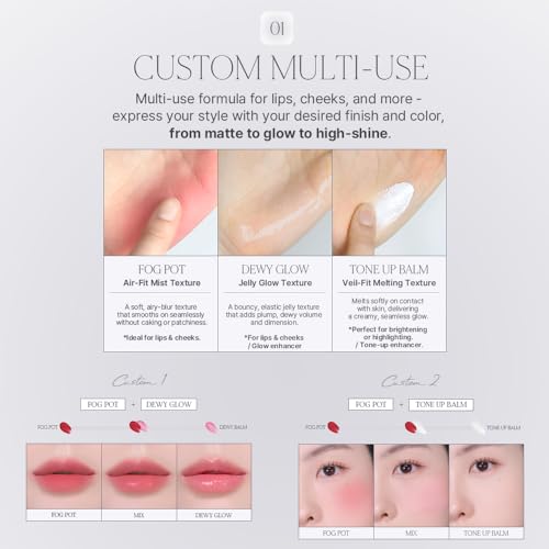 Heart Percent Dote On Mood Custom Lip & Cheek Single ? Blendable & Buildable Soft Velvety Matte Cream Blush (Fog Pot), Long-Lasting Lightweight Multi-Use & Lip Tinted Balm 4.7g, M06. Salmon Beige