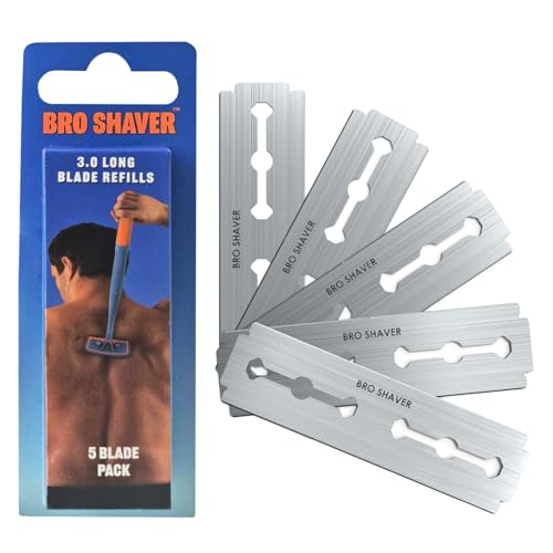 BroShaver Double-Edge Back Hair Shaver Razor Blades, Extra Long Blade Refill Compatible with BroShaver 3.0 & BroShaver 2.2 Back Hair Shavers