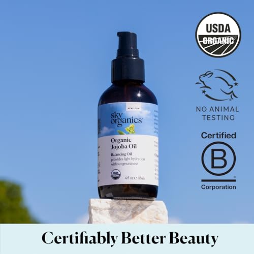Sky Organics Organic Jojoba Oil, 100% Pure | Moisturizing for Face, Hair, Skin & Nails | Natural Cold Pressed Hexane Free | Base Carrier Oil