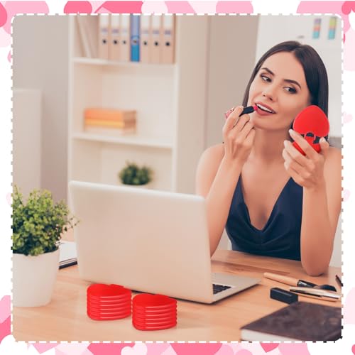 Geetery 48 Pcs Compact Mirror Bulk Gifts Heart Shaped Mini Pocket Folding Portable Travel Makeup Purse Mirror for Women Friend Bestie Mother's Day Party Favor(Red)