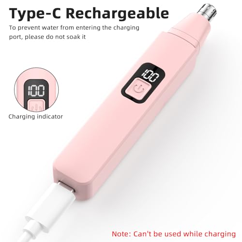 Nose Hair Trimmer Rechargeable Cordless Painless Ear Eyebrow Trimming Tool Dual Edge Blades Razor Easy Cleansing with LED Light for Man Woman