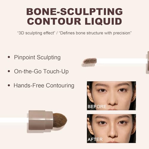 Cool Toned Liquid Contour Stick£¬Grey Nose Contour with Brush for Fair Pale Light Olive Skin,Long Lasting Cream Bronzer Gray, Blendable Lightweight Contouring Makeup Vegan & Cruelty-Free#01
