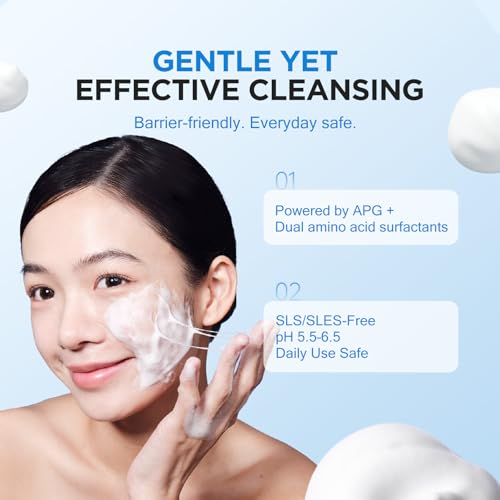 Baby Go Dewy STRING FOAM Barrier Friendly Non-Drying Facial Cleanser with APG & Plant-Powered Ingredients, Foaming Facial Cleanser Fragrance Free Sensitive Skin Friendly