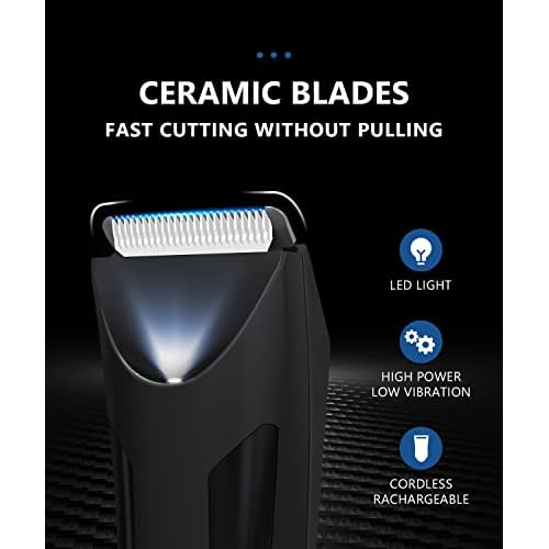 Ball Trimmer Men, Body Hair Trimmer Men, Pubic Hair Trimmer Men, Manscape Trimmer for Men, Ball Shaver, Body Groomer Men, 7000 RPM with USB Recharge Dock Cordless Use, Waterproof