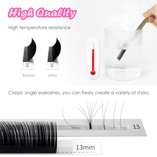 LJ Curl Lash Extensions, 0.07mm LJ MIX7-16mm 16 Rows/Tray, Classic Individual Single Natural Soft Lightweight Eyelashes Grafting for Lash Artists, Beauty Salon(Matte Black-0.07-LJ-MIX7-16mm)