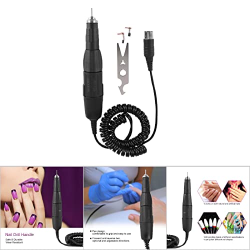 Yosoo Nail Drill Handpiece, 102L-2.35mm Electric Nail Drill Handle Handpiece Professional Electric File Remove Gel Polish Nail Drill Machine Part Replacement for Electric Nail Manicure Machine(Black)
