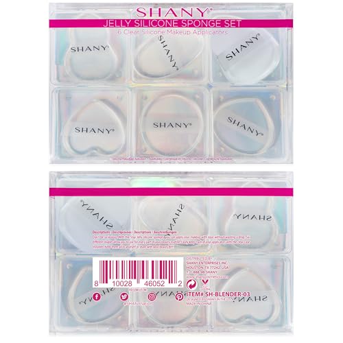 SHANY Stay Jelly Silicone Sponge Set - Clear & Non-Absorbent Makeup Blending Sponges for Flawless Application with Foundation - Assorted Sizes and Shapes - Pack of 6