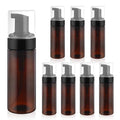 8 Pcs 150ml/5oz Foam Bottle Dispenser Empty Plastic Foaming Pump Bottle Brown Refillable Container for Shampoo Shower Hand Soap Facial Cleanser