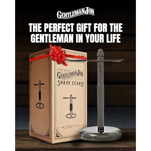 Gentleman Jon Shaving Stand for Razor & Brush for Men ? Heavy Duty Gunmetal Razor & Brush Stand, Weighted Base, Matches Wet Shave Kit & Storage, Shaving Kit, Shaver Holder, Beard Accessories for Men