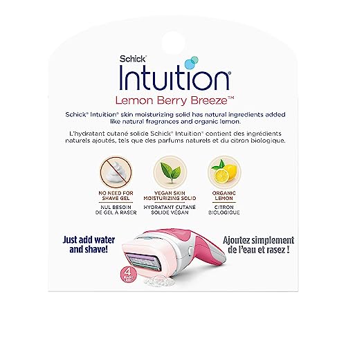 Schick Intuition Lemon Renewing Moisture Women Razor Refill Cartridges, New Version 2022 (Lemon3Count(1Pack))