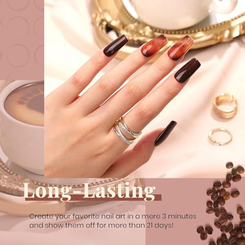 Beetles Neutral Gel Polish Set - Nude Pink Brown Neutral White Colors 6 Colors Gel Nail Polish Set for Nail Art Manicure Soak Off Uv LED Nail Lamp Needed Gifts for Women Coffee Time
