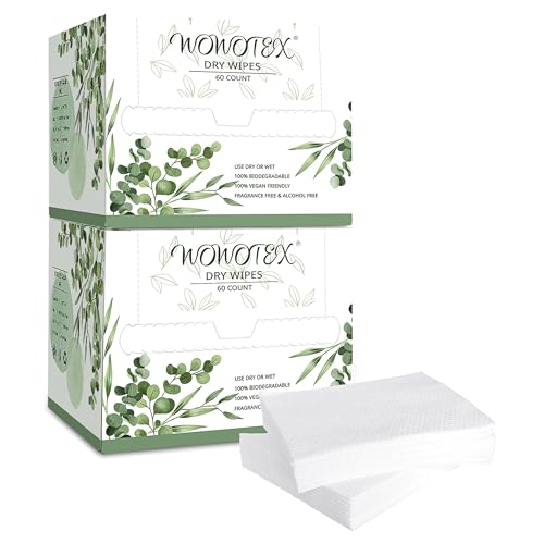 Disposable Face Towel Biodegradable Large Dry Face Wipes 120 Count/2 Box Extra Thick Soft Clean Facial Towels for Sensitive Skin, Makeup Removing, Facial Cleansing, Nursing, Travel, 10"¡¿12"