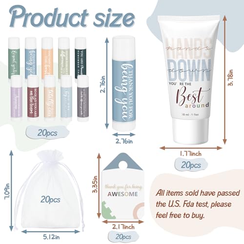 20 Sets Thank You Gifts Bulk for Women Employee Appreciation Gifts Hand Cream and Lip Balm Set Inspirational Hand Lotion for Nurses Office Staff Female Coworker Team Volunteers Guests