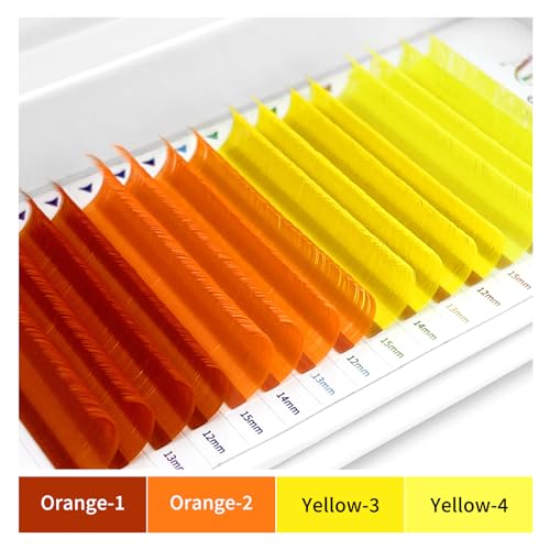 Colored Lash Extensions, 16 Rows Cashmere eyelashes, 0.07 D Curl 13mm Classic eyelash Extensions, Single Lash Extensions for Professional Salon Use (0.07-D-Yellow Gradient 13mm
