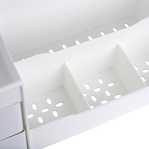 Mantello Cosmetic Storage Organizer - Sitting on Your Vanity, Bathroom Counter or Dresser - Easily Organize Your Cosmetics, Jewelry, Hair Accessories (White)