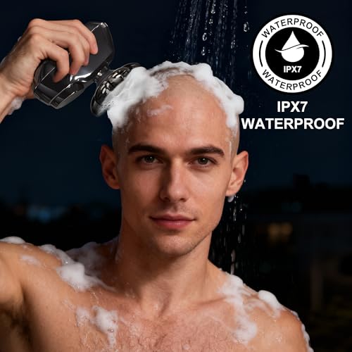 5-in-1 Electric Head Shaver for Bald Men in Gunmetal with LED Display, IPX7 Waterproof Grooming Kit, Turbo Speed Rotary Razor with Precision Blades for Wet & Dry Use