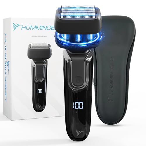 HUMMINGBIRD MK7 Premium Face Shaver, Four Blade Foil Shaver, Electric Razor for Men, Cordless USB-C Rechargeable Waterproof Foil Face Shaver with Two Additional Magnetic Replacement Blades