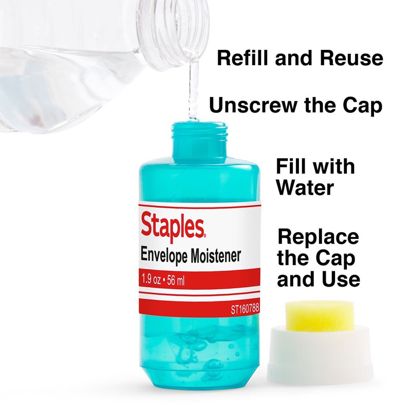 Envelope Moistener Refill Bottle 2oz for Sealing Envelopes & Stamps - Pack of 3