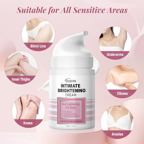 Skin Lightening Cream for Intimate Area Dark Spot Remover Skin Whitening Cream for Sensitive Part Underarms, Inner Thighs, Bikini Line, Knees and Elbows Bleaching Body Cream (1.76 Fl Oz)