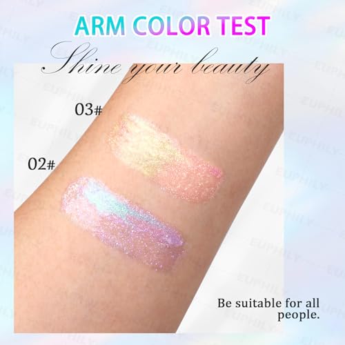 Chameleon Glitter Lip Gloss Hydration Plumping Liquid Lipstick for Women, Holographic Color Shifting Moisturizing Lips Stain Oil, Natural Long Wear Nourishing Shimmer Matte Nude Lips Makeup #01 Purple