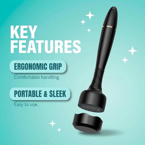 Derma Roller Microneedling Roller Stamp for Home Use Men Women Micro Needling Roller Stamp 0.25mm Black