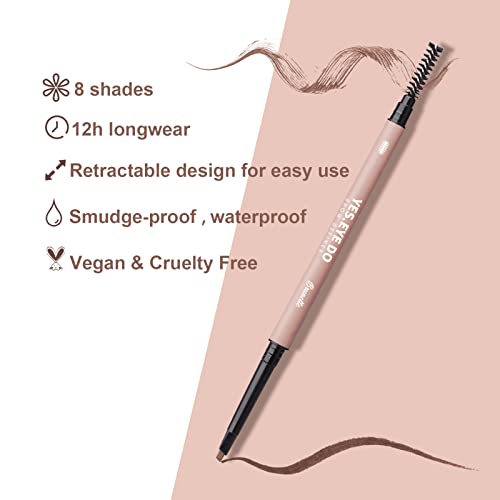 Light Grey Eyebrow Pencil for Older Women Soft, Light Gray Eyebrow Pencil for Grey Hair, Ultra Fine Gray Brow Pen with hair like strokes, Long-lasting, Waterproof, Mist, YES.EYE DO