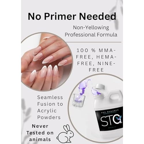 STG Acrylic Systems' Professional Grade EMA Acrylic Monomer -MMA Free, Primerless, Non-Yellowing Nail Sculpting Liquid (Mon?mero Acr?lico), Purple, 16oz