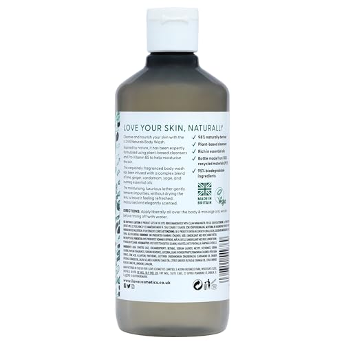 I LOVE Naturals Lime, Ginger, and Cardamom Body Wash - Moisturizing Body Wash - Infused with Essential Oils - Plant-Based Body Cleanser - 16.9 oz