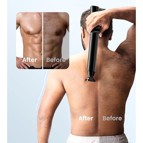 FERRISA Back Shavers for Men, Body Shaver for Men with Long Handle with 2 Shock Absorber Flex Heads, Men's Back Shaver with Facial Razor & 10 Blades