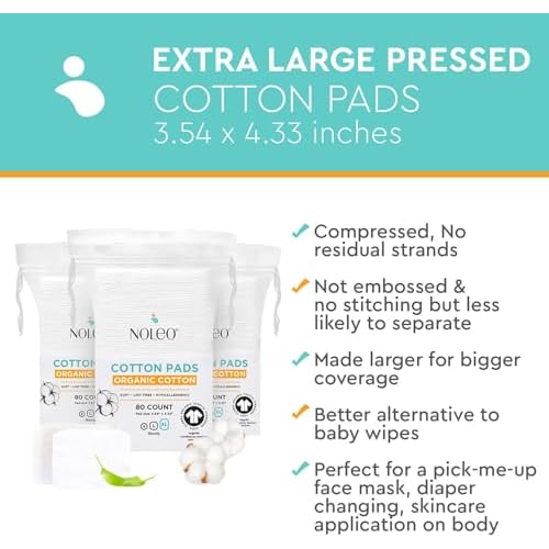 Cotton Rounds & Pads (240 Count (Pack of 3), Extra Large & Pressed)