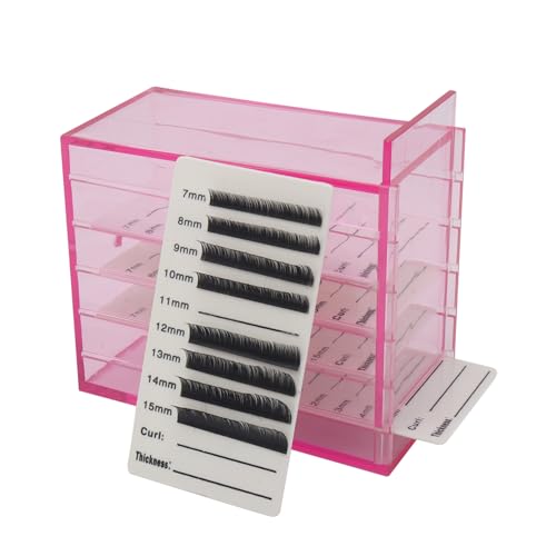 5 Layer Makeup Organizer Storage Box Clear Eyelash Storage Box Eyelashes Grafting Eyelash Extension Tool (Pink)
